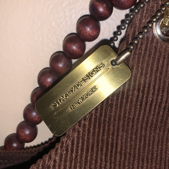 STACEY Designs Brown Corduroy Beaded Shell Bag - Picture 7 of 11